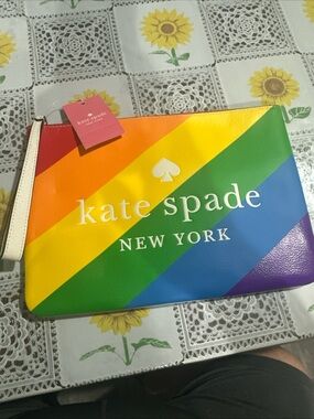 kate spade Rainbow Stripe Wristlet Clutch